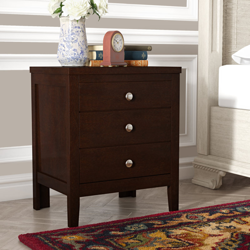Lark Manor™ Heady 3 Drawer Nightstand in Dark Brown & Reviews Wayfair